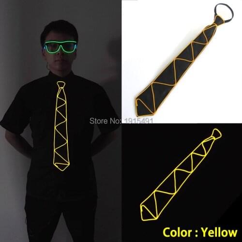 High-grade 10 Color Choice Flickering EL wire Mens Tie Holiday Lighting Steady on Bright Led Neon Tie for Fashion Show,Party
