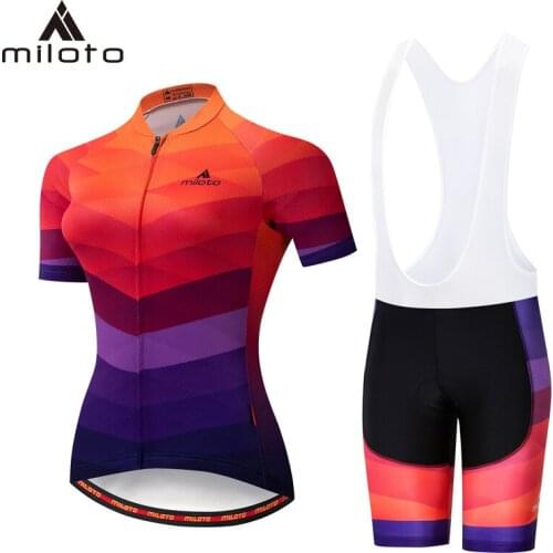 Miloto Women Cycling Jersey Set Pro Bicycle Sportswear Road Bike Clothes Shorts Sleeve Cycling Clothing Maillot Ropa Ciclismo