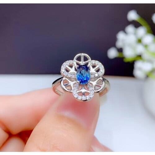 2020 new fashion clear sky blue Topaz ring for women real 925 silver natural gem new style birthstone blue color girl gift
