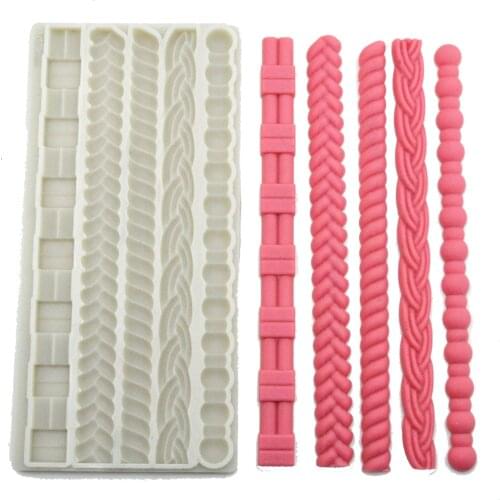 1Pc Long Linen Rope Silicone Fondant Mould Cake Lace Decoration Tool DIY Chocolate Fudge Baking Resin Kitchen Accessories
