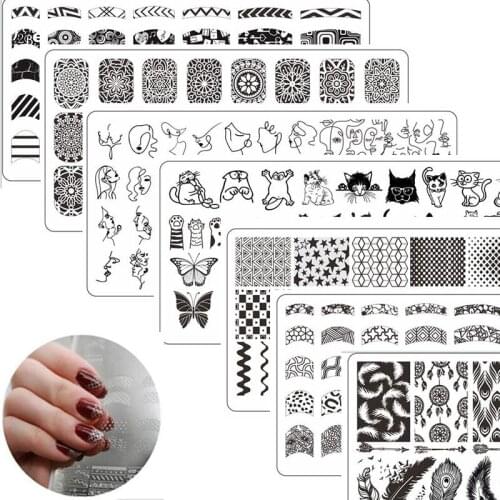 1PC 12*6 Nail Art Stamping Template French/Flowers Multi-styles Image Printing Plate Manicure Nail Art Stamp,Template Stencils