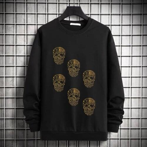 2021 Luxury Pullover Street Fashion Animal Rhinestone Mens Slim Winter Oversized Hoodie Thickened Sweatshirt