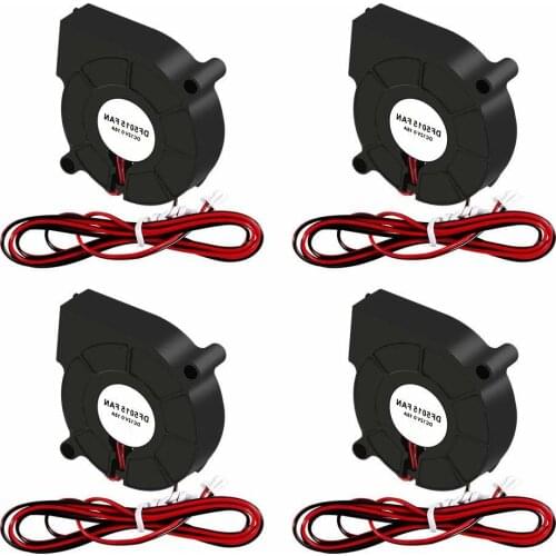 4 PCS Blower Cooling Fan Hotend Extruder 3D Printer 5015 Brushes DC 50x50x15mm 12V/24V Cooling Fan 2 Pin Terminal