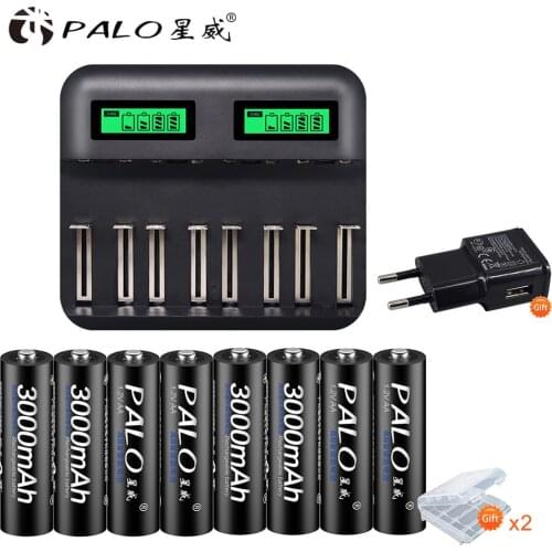 PALO AA Ni-Mh Battery High Capacity 3000mAh 1.2V AA Rechargeable Battery for LED Flashlights Headlamps Wireless Mouse battery