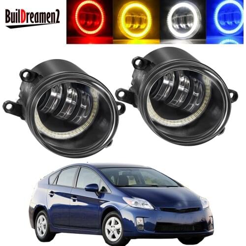 2 X Car Angel Eye Fog Light Assembly For Toyota Prius 2009 2010 2011 2012 LED Lens Fog Daytime Running Lamp DRL 30W H11 12V