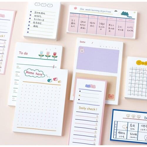 Yisuremia 50/100 Sheets Kawaii Memo Note Pads Weekly Daily Planner To Do List Scrapbook Decorative Notepads School Stationery