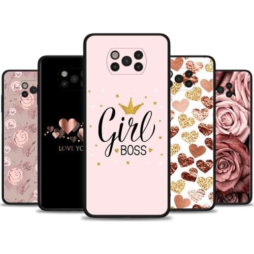 Love Rose Gold Style Shell For Xiaomi Poco X3 M3 Pro X3NFC F3 F1 CC9 Pro CC9E Note 10 Lite Capa Soft Para Silicone Guscio