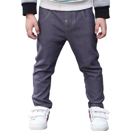 Baby jeans 1-5T baby spring warm pants cotton denim trousers toddler elastic jeans infant crotch openable pants girl boys pants