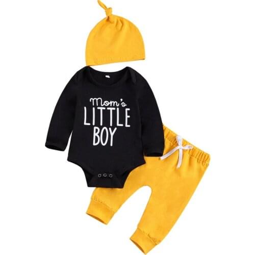 2021 Children Kids Printed Romper Bodysuits Solid Color Trousers Pants Hat Newborn Set Infant Cothing