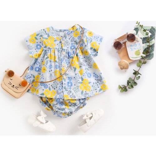 Sanlutoz Summer Cotton Baby Clothing Sets 2pcs Princess Baby Girls Clothes Cute Flower Printing Toddler Infant Clothing