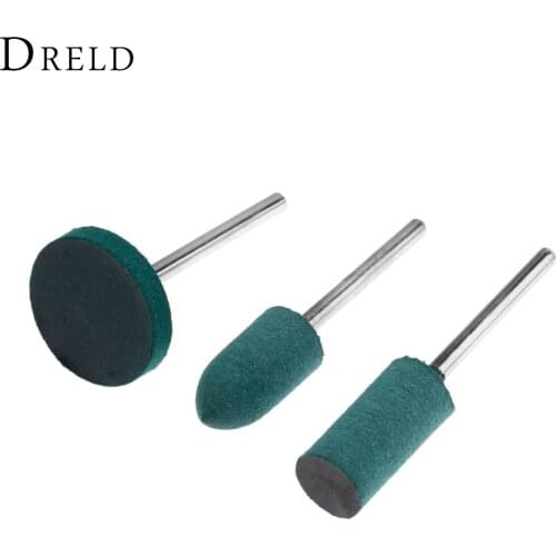 DRELD 3Pcs/set Rubber Grinding Head Polishing Buffing Wheel for Electric Mini Grinder Dremel Rotary Tools Cylinder+Bullet+T Type