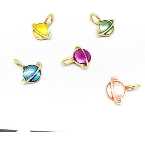 20pcs/Lot 12*14mm Planet Shape Enamel Charms Gold Tone Metal Globe Earring DIY Floating Pendant Jewelry Accessory