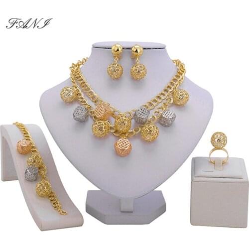 Fani Top Exquisite Dubai gold Jewelry Set Woman customer Nigerian Wedding Fashion African Beads Jewelry Sets Color Brand design