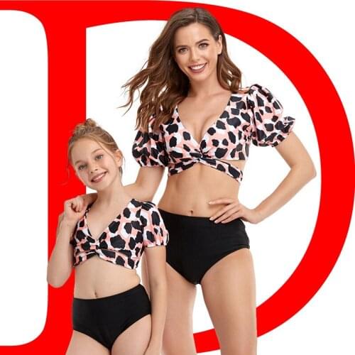 FNOCE 2021 new spring parent-child swimsuits fashion trends sexy print beachwear bar with pad slim 2-pc bikini swimwear