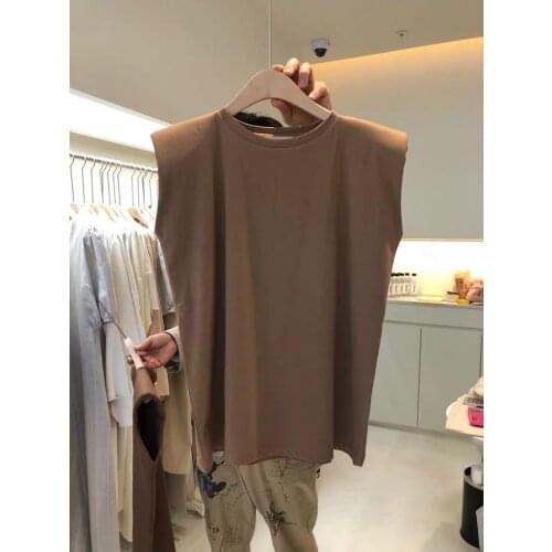 Summer T Shirt Women Pure Color Round Collar Sleeveless T-shirt Fashion Loose Show Thin Leisure Clothing Harajuku Tshirt WBXW77