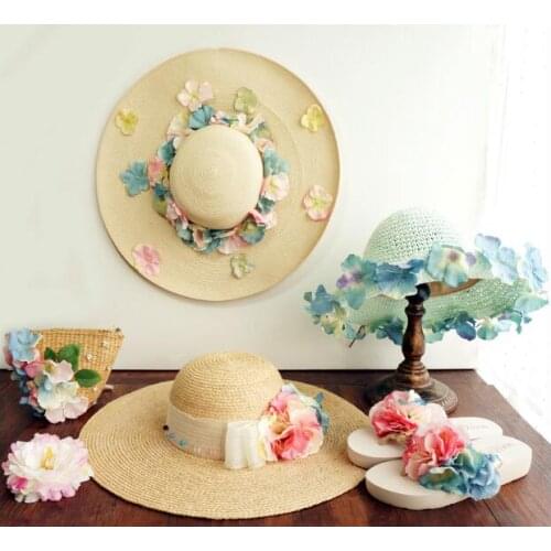 HAHAFLOWER Flower slippers beach flip flop straw hat, flower straw hat, holiday photo, Summer Beach Beach Hat and handbag