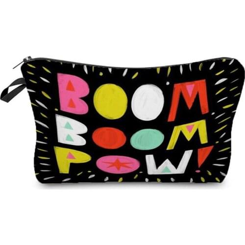 Colorful Letter Firework Printed Cosmetics Organizer Women Fashion Makeup Brush Holder Durable Pencil Case Creative Toiletry Bag