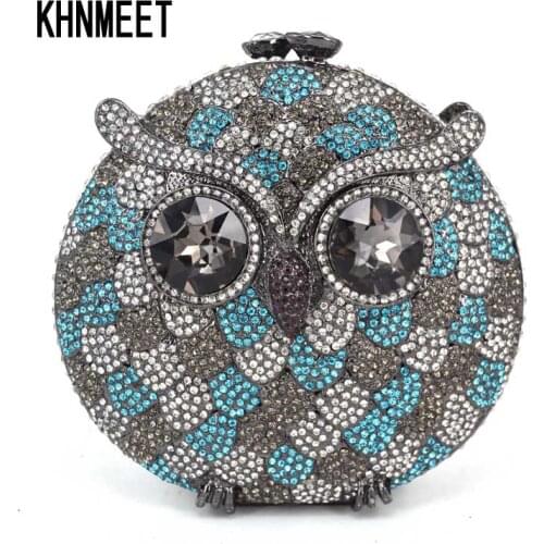 Fashion antique Luxury Crystal Evening Bag Animal Owl Female Purse Designer Clutch Bag Soiree Feast pochette Day Clutch SC244