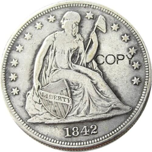 1842 Seated Liberty Seated Dollar Silver Plated Copy Coins
