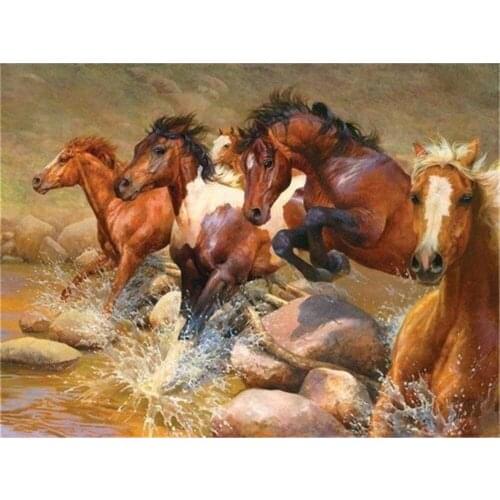 Animal Horse DIY Cross Stitch Embroidery 11CT Kits Craft Needlework Set Printed Canvas Cotton Thread Home Wholesale