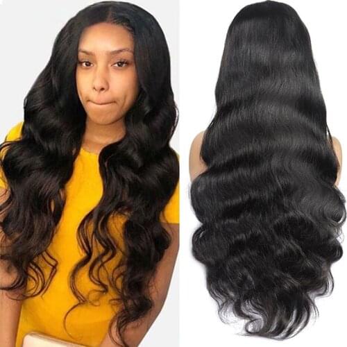 Body Wave Lace Front Wig 8-28 Inch Brazilian Remy Hair Black Colored Human Hair Wigs For Women Pre Plucked Closure Lace Wigs KL