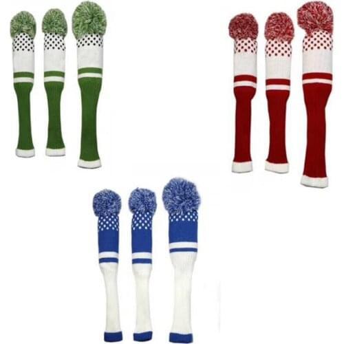 Pom Poms Golf Headcover Durable Putters Socks Premium Knitted Head Covers Durable Golf Equipment