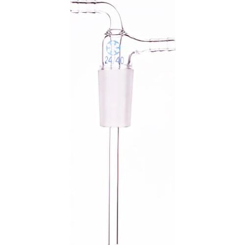 Gas or liquid input connector,Joint 24/40,Small nozzle outer diameter 8mm,Lower tube length 75mm,Air guide tube