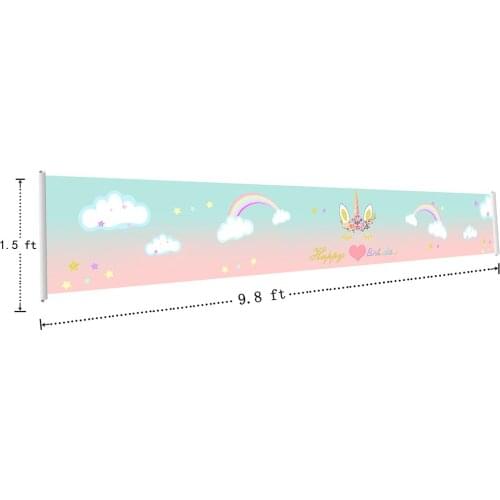 Happy Birthday Banners Girl Princess Unicorn Theme Party Banners Gradient Rainbow Background Banners Signs Poster With Grommets