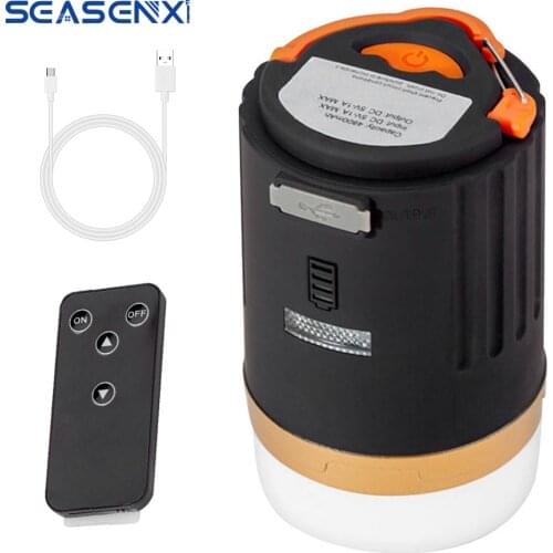 SEASENXI Portable Lantern Camping Lights Tent Lamp USB Rechargeable Emergency Light Remote Control Lamp Hanging Hook Flashlight