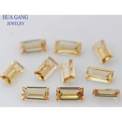 Champagne Rectangle Shape Step Cut CZ Stone Synthetic Gems Cubic Zirconia For Jewelry Size 1.5x2~3x5mm Free Shipping