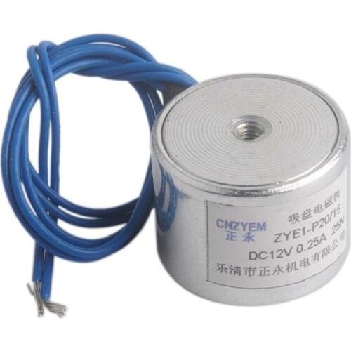 P20/15 20*15mm Suction 2.5KG/25N Solenoid Electromagnet Electric Lifting Holder, Electro Holding Magnet DC12V 3W XZ1457