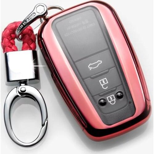 TPU Car Key Case Cover Protection Accessories Keychain Ring Accessories For Toyota Prius Camry Corolla C-HR CHR RAV4 Prado 2021