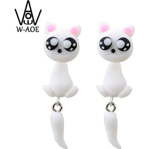 TTPAIAI 30 Brand Polymer Clay Lovely Cat Stud Earrings Cartoon Cute 3d Animal Earrings For Women Girl Kids Jewelry Gift