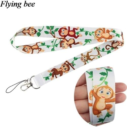Flyingbee Animal monkey Lanyard Phone Rope Keychains Phone Lanyard for Keys ID Card Cartoon Lanyards For Men Women X0806