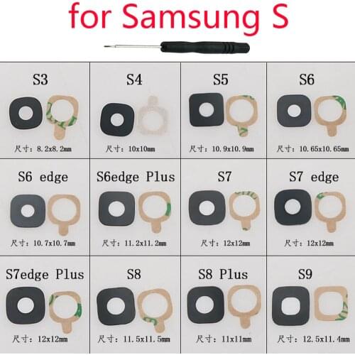 Camera Glass Lens For Samsung S2 S3 S4 S5 S6 Edge S7 Edge S8 S9 Plus Phone Housing Back Camera Safety Glass With Glue + Tools