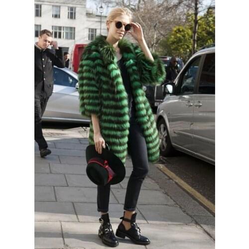 FURSARCA 90 CM Long Real Fox Fur Coats Women Winter Natural Fox fur Coat Plus Size O-Neck Female Fur Jacket Luxury Outerwear