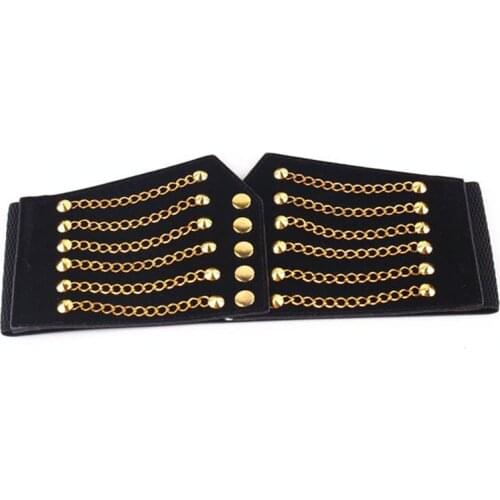 Women Wild Rivet Waistband Fashion Slim Corset Cummerbunds Elastic Belts Punk Female Coat Fur High Waist Belt Accessories