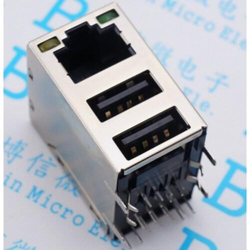 10pcs RJ45 socket USB network double seat illuminated with LED USB + RJ45 Block
