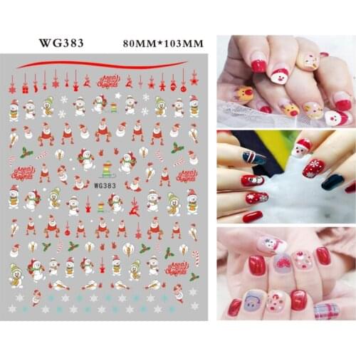 10PCS Christmas Nail Stickers Santa Claus Christmas Tree and Snowman Snowman Nail Art Decoration Accessories Decal Sticker