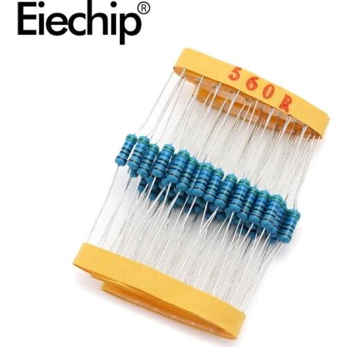 100pcs/lot 0.5W 1 ohm 1% Metal film resistor 1/2W resistance 560R Electronic resistors