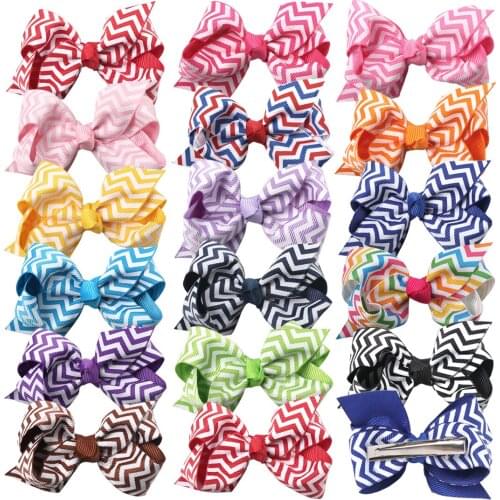 16pcs/lot Raised Grain Hair Bows With Alligator Clips 3inch Grosgrain Ribbon With Hairpins Girls Bowknot Barrettes