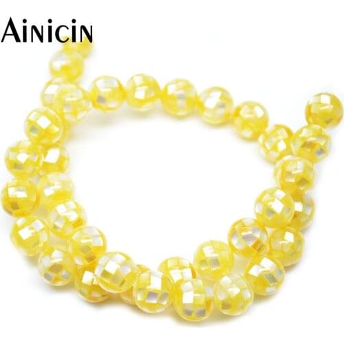 2pcs Yellow Color Shell Joint Round Shape 10mm DIY Jewelry Making 16 Inches Strand Loose Beads