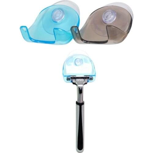 2PC Plastic Shaver Hanging Rack Clear Storage Shelf Bathroom Product Razor Holder Suction Cup Shelf Organizer