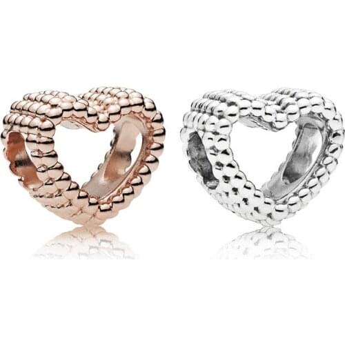 5PCS European Two Colors Plated Hollow Heart Love Beads Cheap Charms Fit Snake Bracelets & Bangles Necklace DIY Jewelry Making