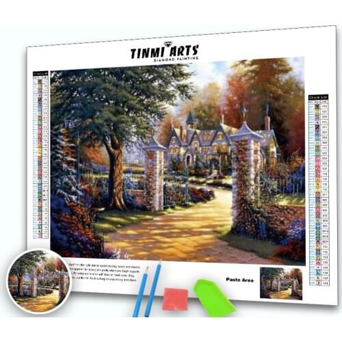 5D DIY Diamond Painting Cross Stitch Kit European Country Castle Villa Gifts Round Drill Embroidery Mosaic Pattern Home Decor