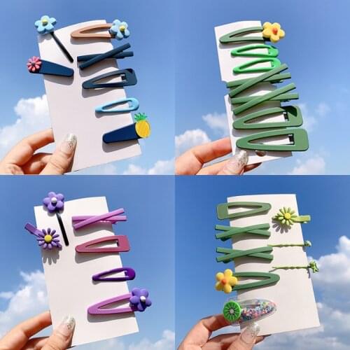7PCS/Set New Kawaii Flower Hair Pins Chic Candy Color Hair Clips For Girls Fashion Solid Color Party Children Headwear