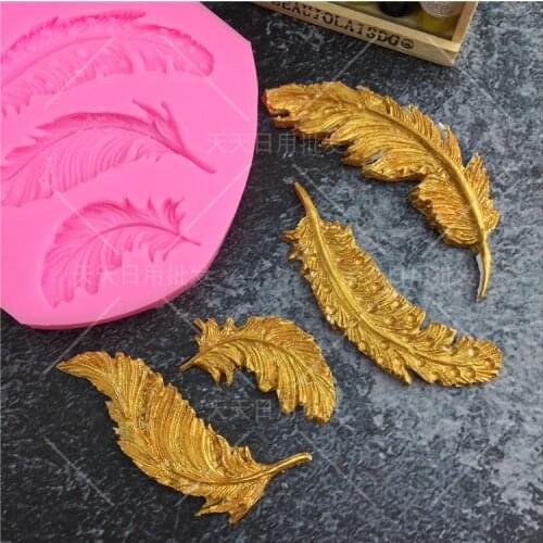 DIY wing Birds Feathers chocolate fondant cake decorating tools lace border silicone mold kitchen baking Accessories