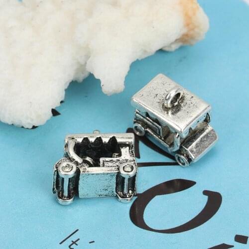 DoreenBeads Fashion Women Jewelry Golf Cart Antique Silver Color Zinc Based Alloy 3D Charms Golf Cart Antique16mm x 14mm,10 PCs