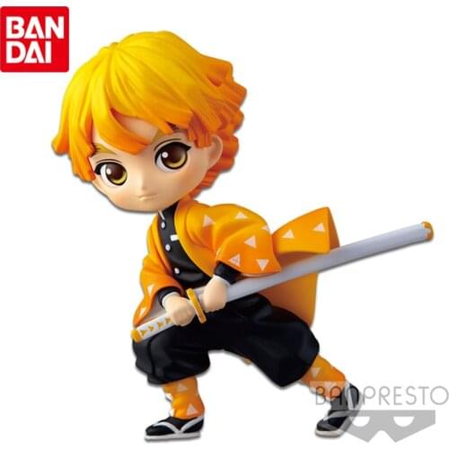 Bandai Genuine Demon Slayer Q Posket Petit 1 Agatsuma Zenitsu Anime Action Figures Collectible Model Ornaments Toys for Kids