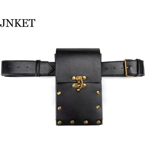 JNKET New Womens Punk Waist Bag Retro Two Color Outdoor Cellphone Change Sports Small Purse